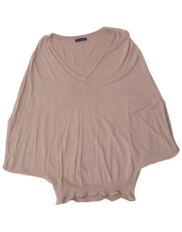 Maglione Poncho Senza Maniche Donna Trussardi Jeans UK 10 Piccolo Grigio Viscosa