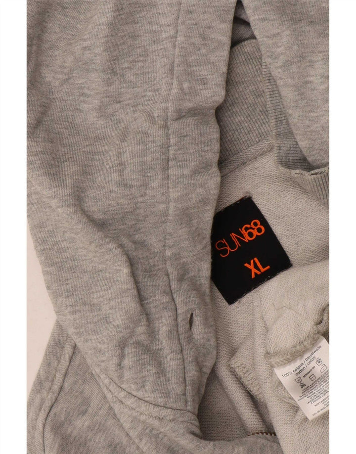 Maglione con cappuccio e zip da uomo Sun68 XL in cotone grigio