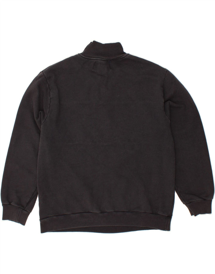 PULL & BEAR Womens Graphic Zip Neck Sweatshirt Jumper UK 14 Medium Black Vintage Pull & Bear and Second-Hand Pull & Bear from Messina Hembry 