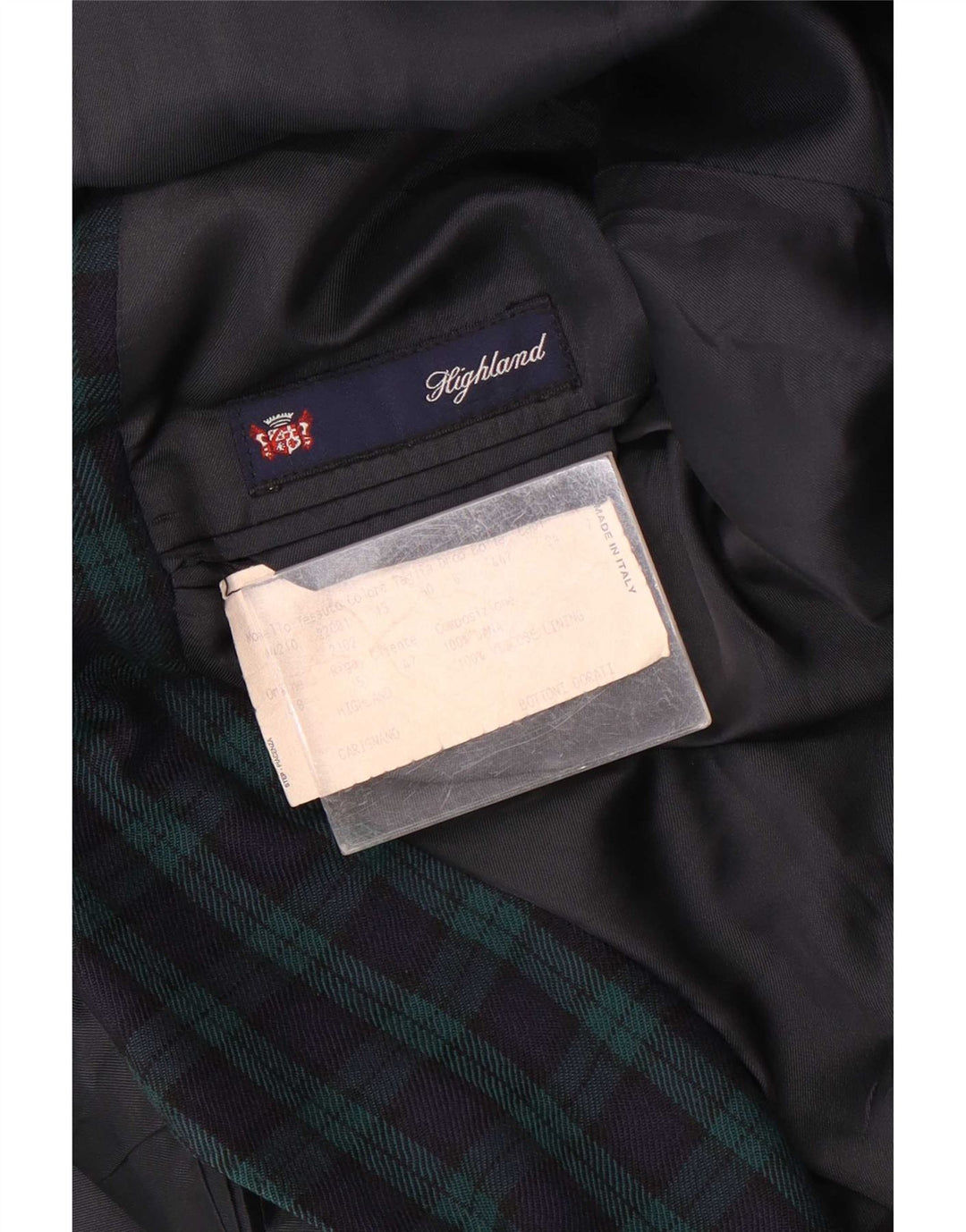 Giacca blazer da uomo a 2 bottoni Highland IT 50 grande lana a quadri verdi
