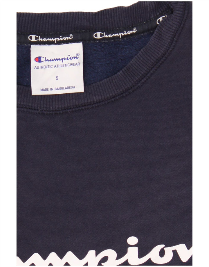 Felpa grafica da uomo Champion, piccola, in cotone blu navy