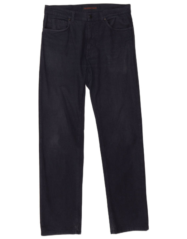 Pantaloni Casual Dritti Uomo Trussardi W34 L31 Pied De Poule Blu Navy
