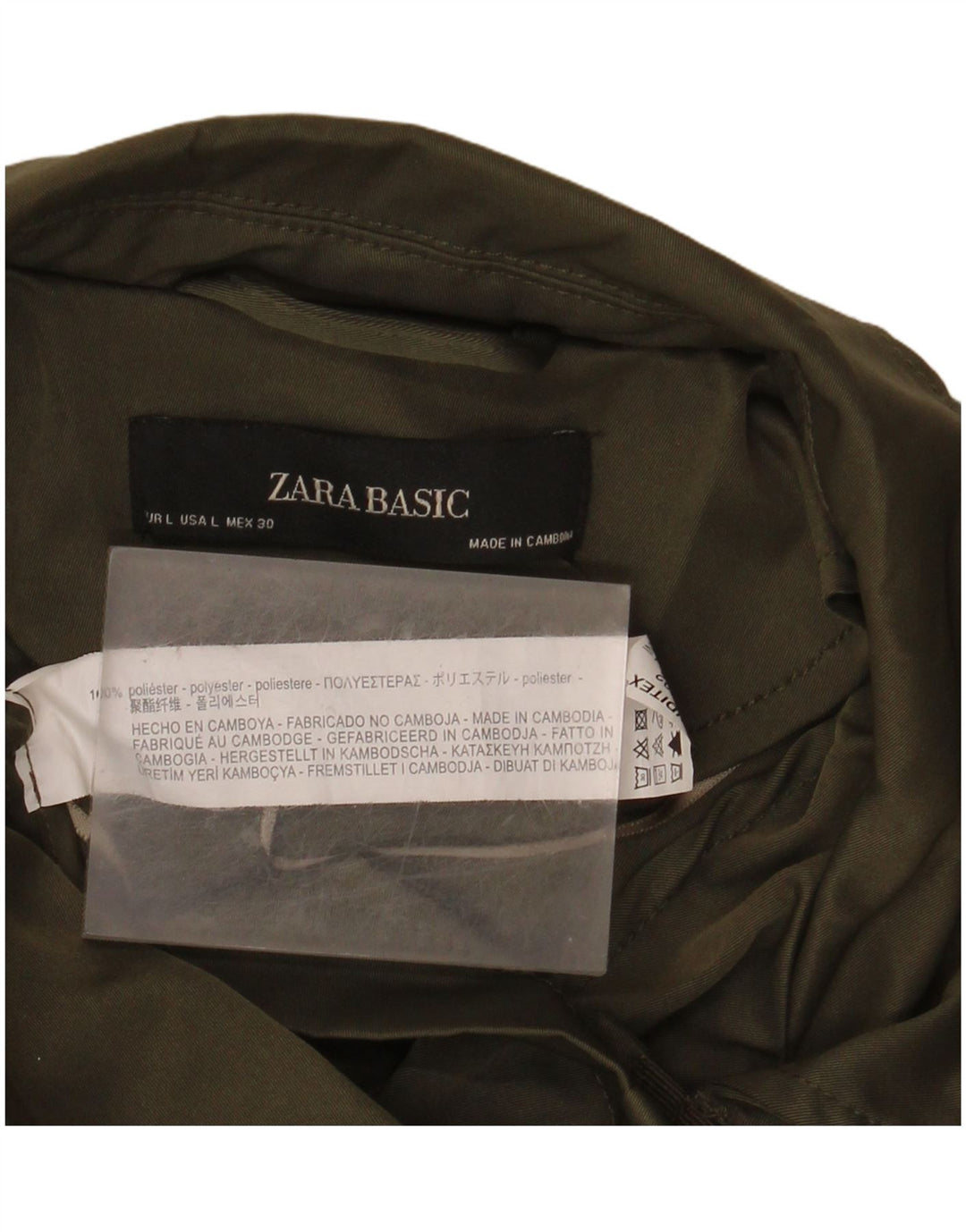 Giacca militare da donna Zara UK 16 grande poliestere kaki