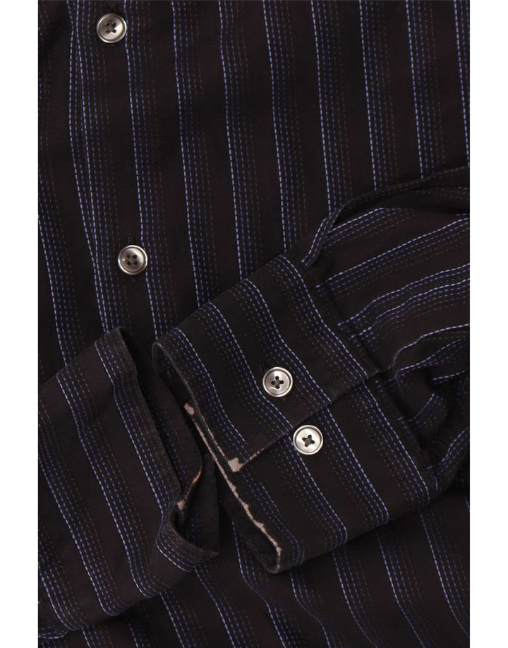 Camicia da uomo Hugo Boss taglia 41 16 grande cotone a righe nere