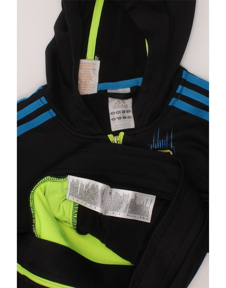 ADIDAS Boys Graphic Zip Hoodie Sweater 9-10 Years Black Polyester Vintage Adidas and Second-Hand Adidas from Messina Hembry 