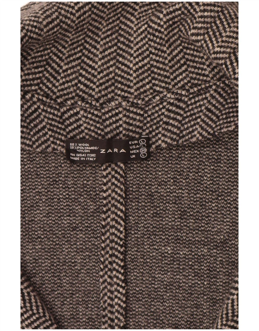 Giacca Blazer in Maglia da Donna ZARA UK 14 Large Grigia a Spina di Pesce