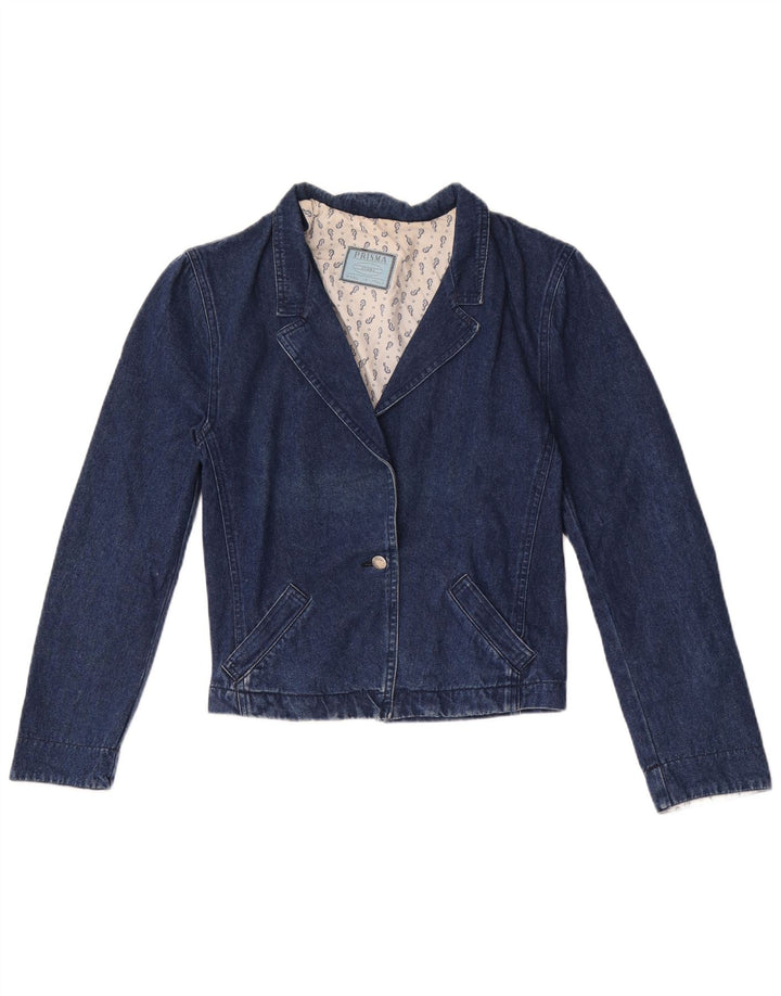Giacca blazer in denim a 1 bottone da donna Prisma UK 12 cotone blu navy medio