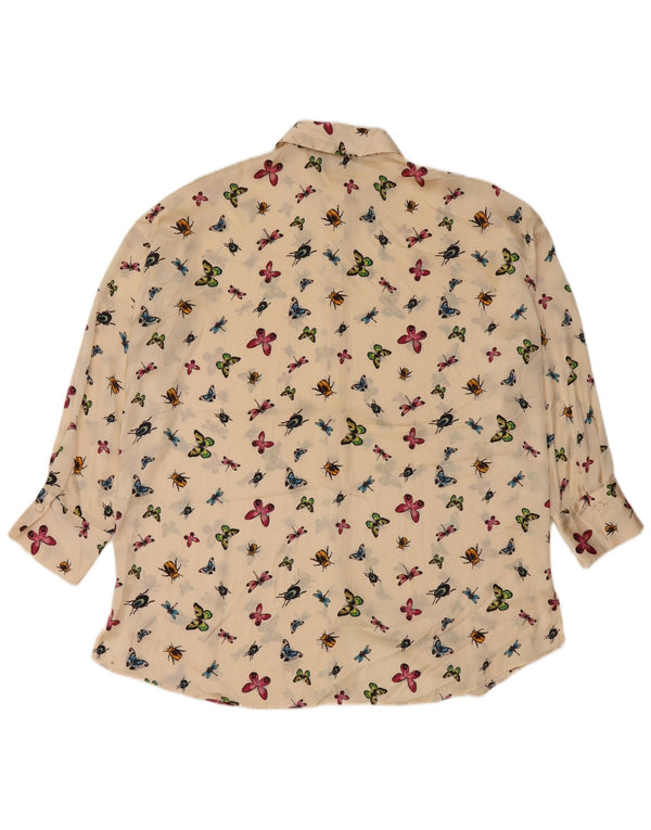 Abito chemisier oversize con maniche a 3/4 da donna Zara UK 6 XS Beige stampa animalier