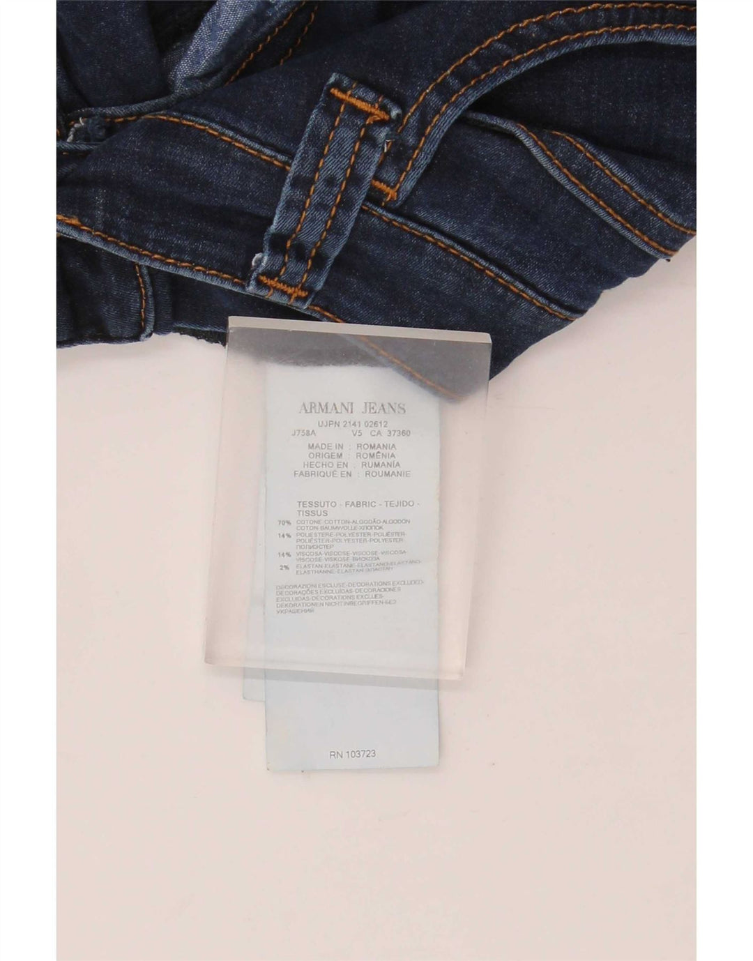Jeans dritti da donna Armani W31 L32 cotone blu navy