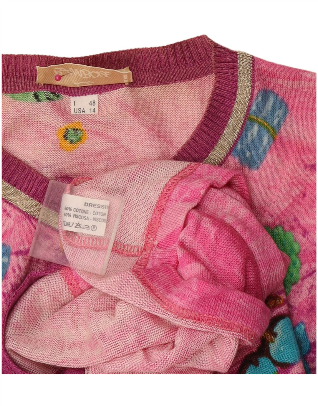 Le Bambole Maglione cardigan lungo da donna con motivo astratto IT 48 XL Rosa