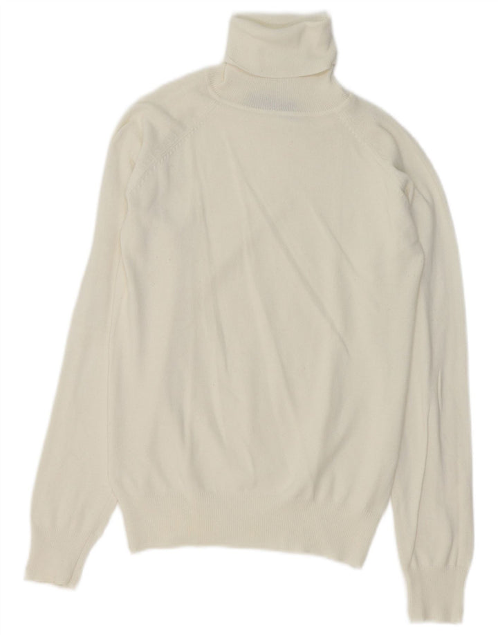Maglione maglione collo alto da donna Zara UK 10 piccolo cotone bianco