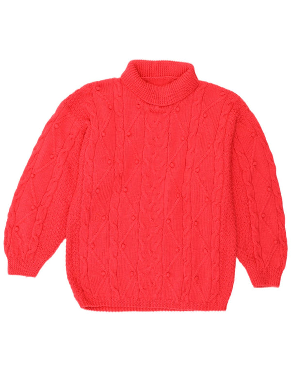 Maglione maglione vintage da donna con collo alto UK 18 XL Rosa