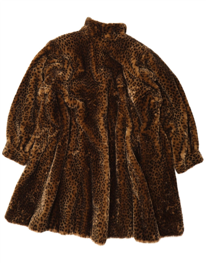 Soprabito oversize da donna Michel Alexis EU 38 marrone medio stampa animalier