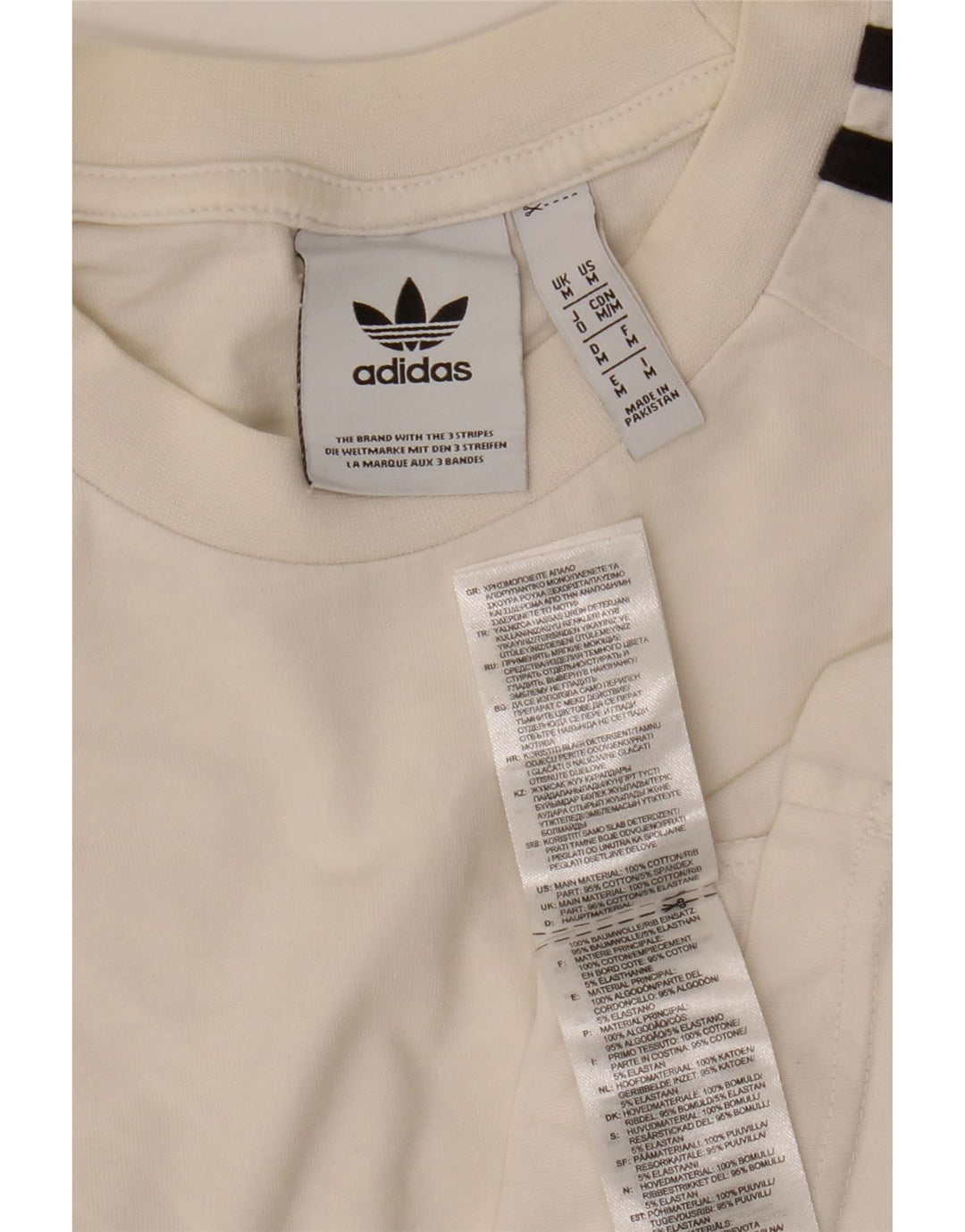 Top Adidas da uomo a maniche lunghe in cotone bianco medio