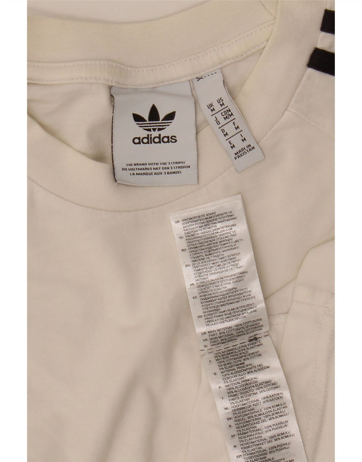 Top Adidas da uomo a maniche lunghe in cotone bianco medio