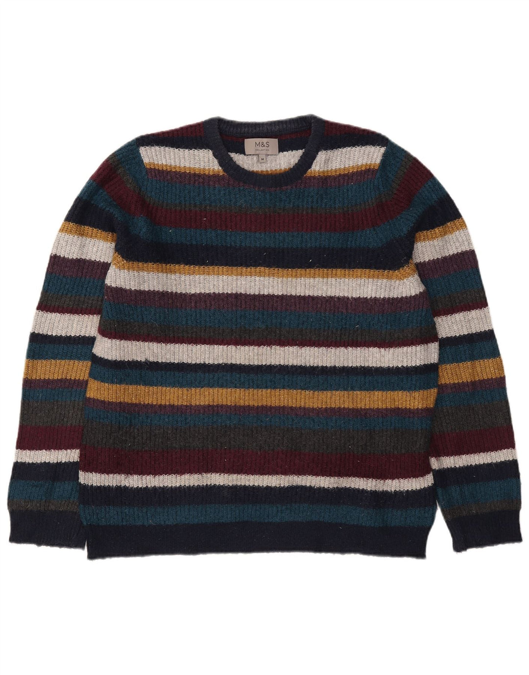 Maglione maglione girocollo da uomo Marks & Spencer a righe medie multicolore