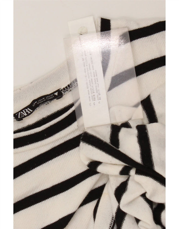 Top Zara da donna a maniche lunghe UK 14 viscosa a righe bianche medie