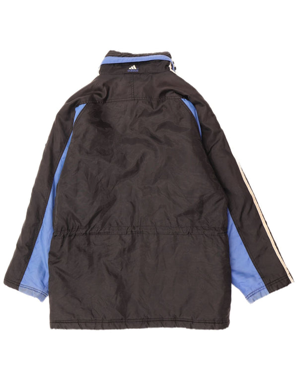 Giacca a vento con cappuccio da uomo Adidas UK 40 Large in nylon color block nero