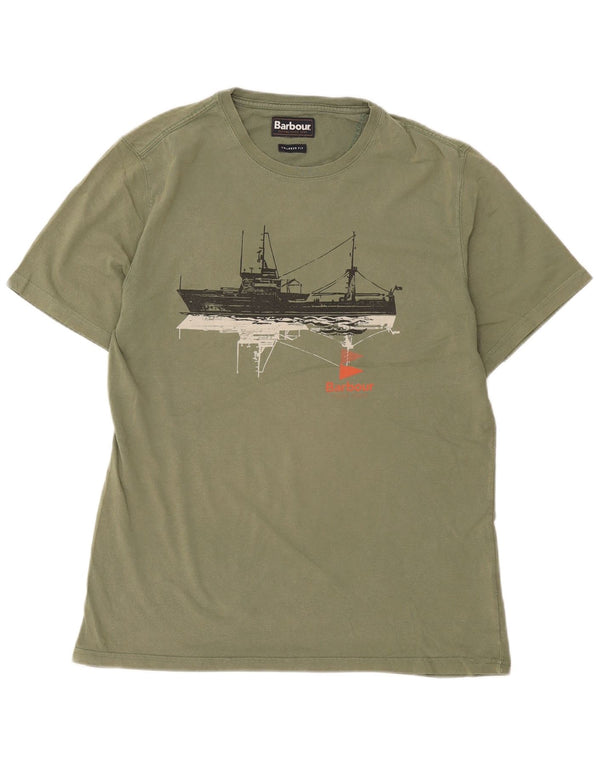 Barbour Uomo T-shirt grafica su misura Top Medium Khaki