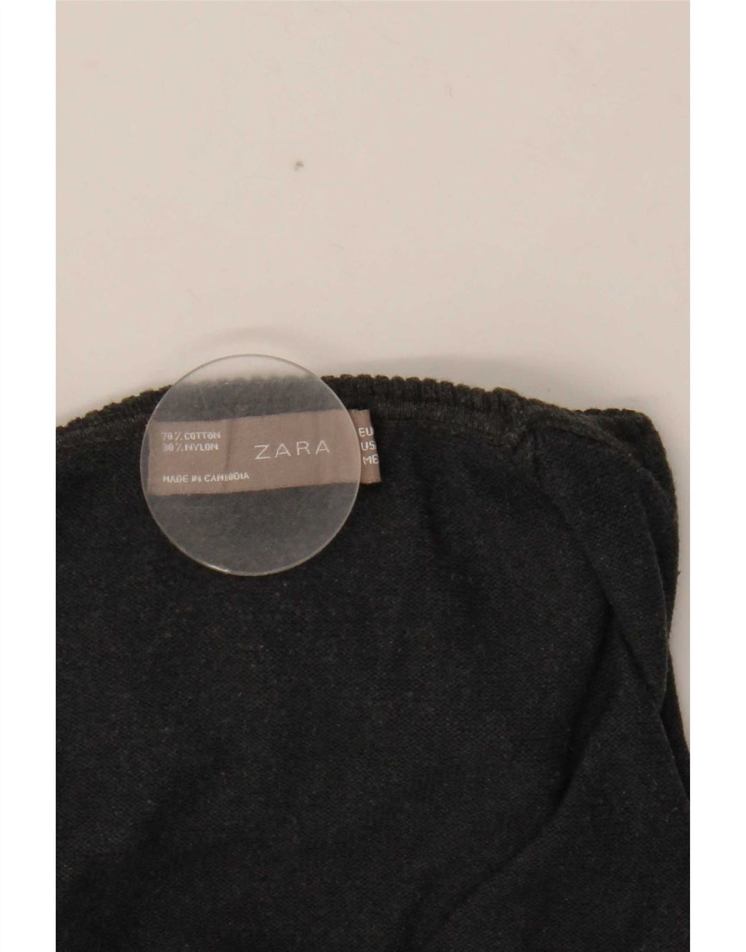 Maglione corto da donna Zara con collo alto, UK 12, cotone grigio medio