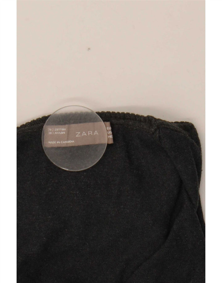 Maglione corto da donna Zara con collo alto, UK 12, cotone grigio medio