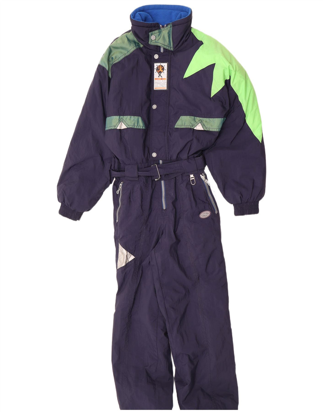 Tuta da sci vintage da uomo IT 48 Medium Blu Navy Colourblock in poliammide
