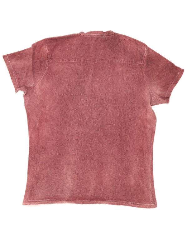 PEPE Jeans Mens Graphic T-Shirt Top Large Burgundy Cotton