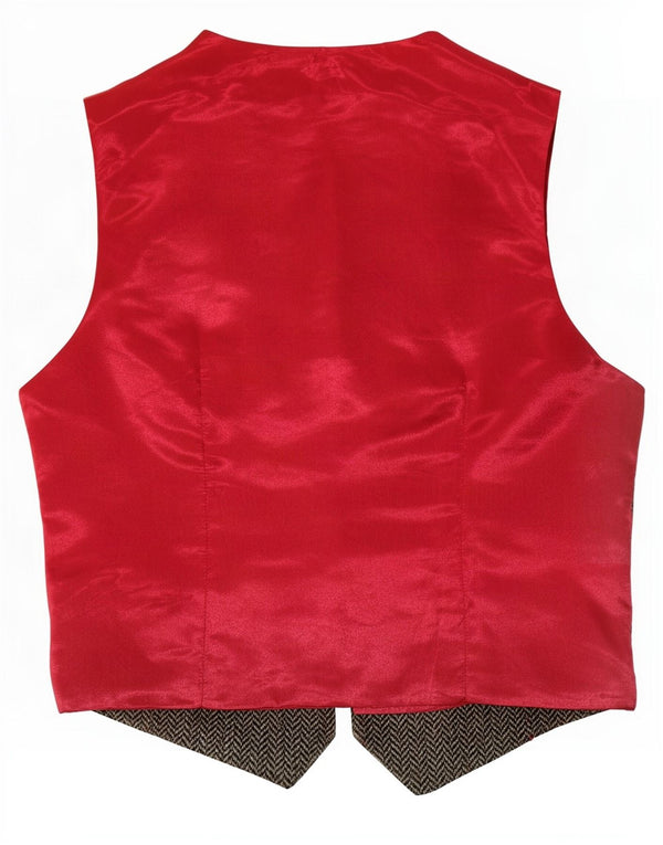 Gilet da donna vintage UK 14 a spina di pesce marrone medio