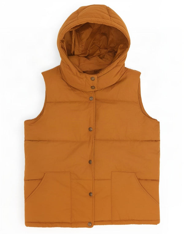 Gilet imbottito oversize con cappuccio da donna Fat Face UK 10 piccolo poliestere beige