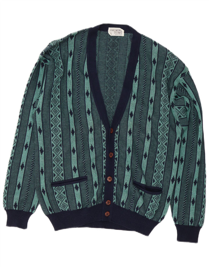 DALMINE Maglione Cardigan Uomo Cotone Geometrico Verde Medio