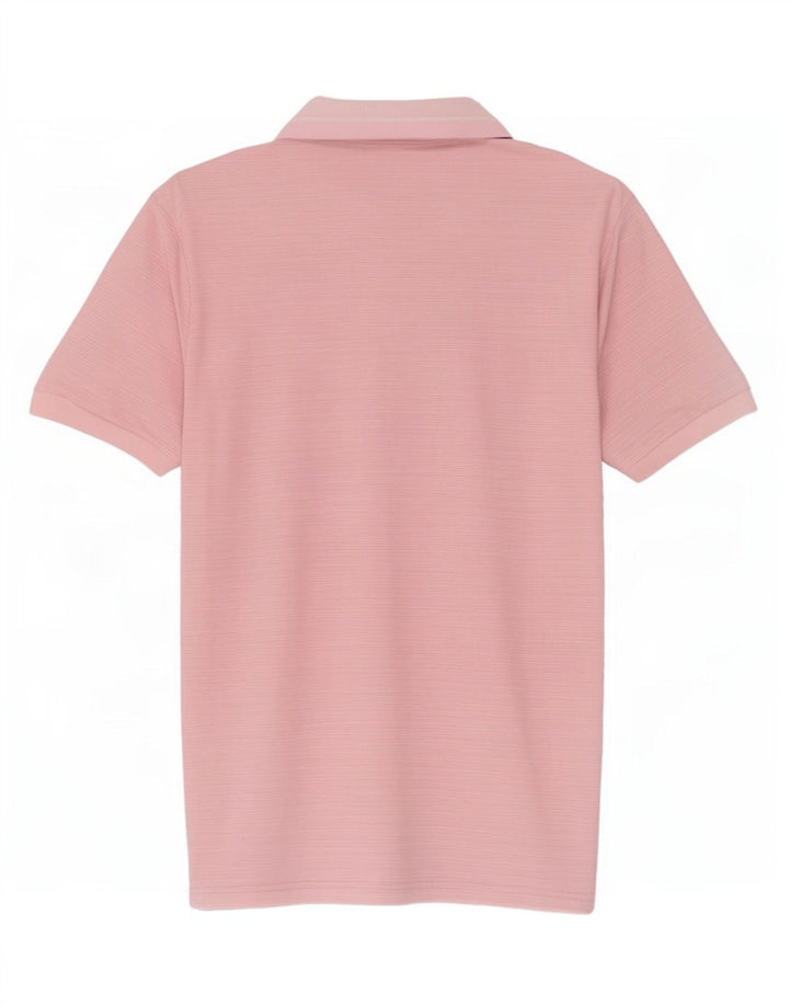 Polo da uomo Calvin Klein in poliestere gessato rosa medio