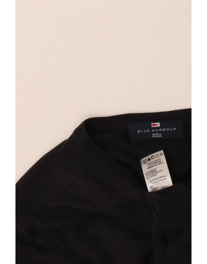 Maglione da uomo con scollo a V blu Harbour Marks & Spencer piccolo acrilico nero