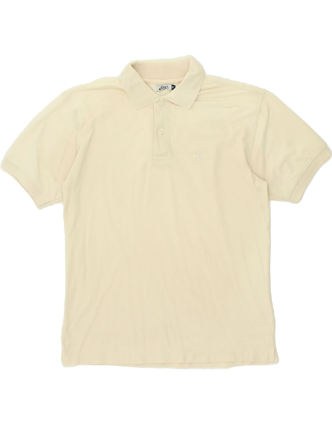 ASICS Mens Polo Shirt Medium Off White Cotton Vintage Asics and Second-Hand Asics from Messina Hembry 