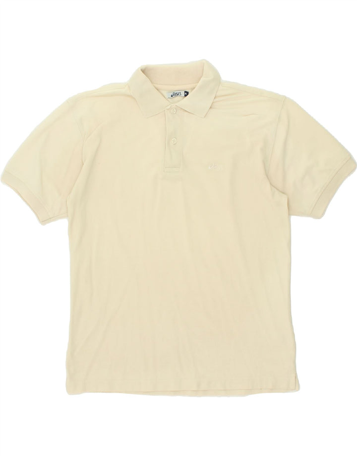 ASICS Mens Polo Shirt Medium Off White Cotton Vintage Asics and Second-Hand Asics from Messina Hembry 