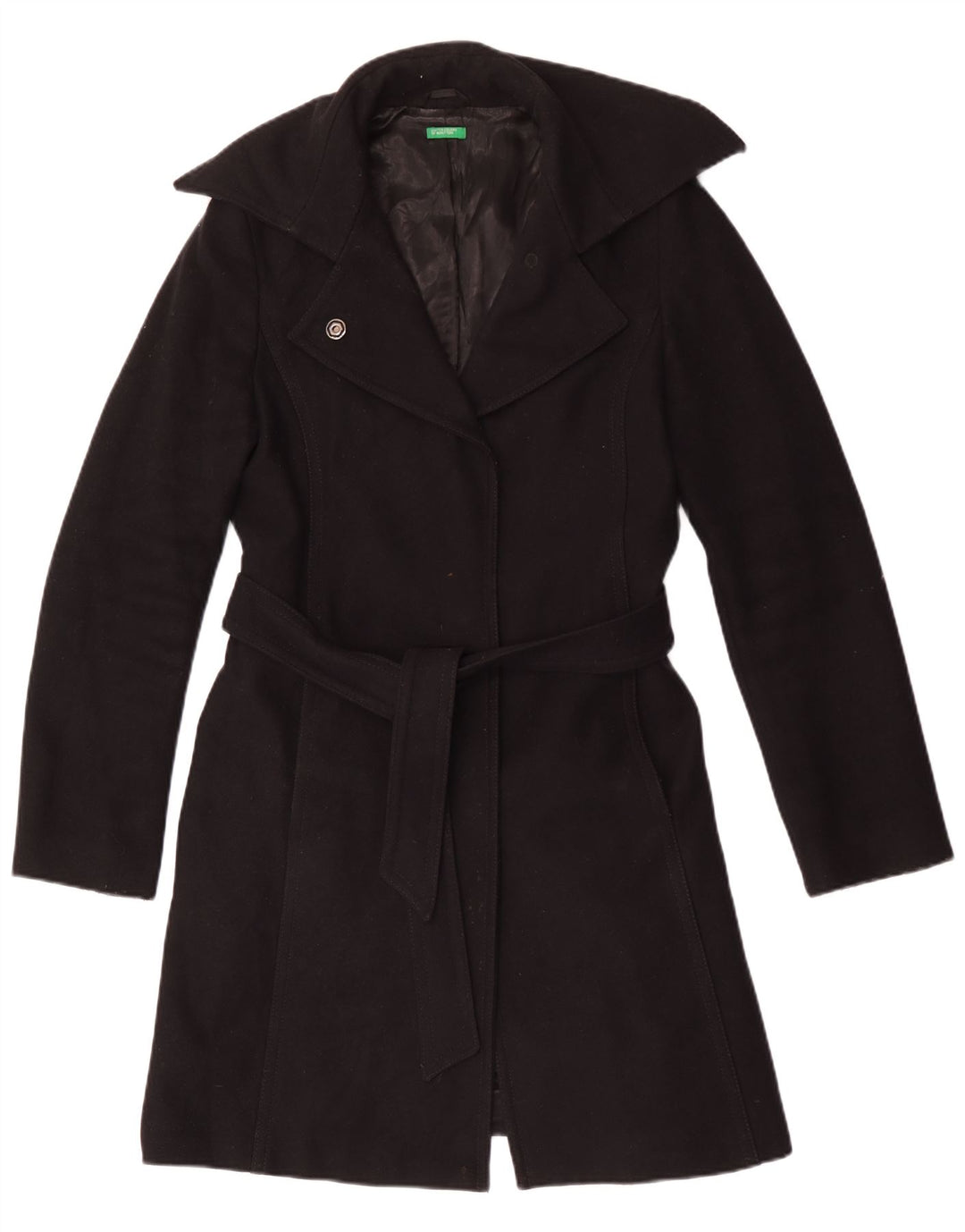 Cappotto da donna Benetton UK 14 lana nera media