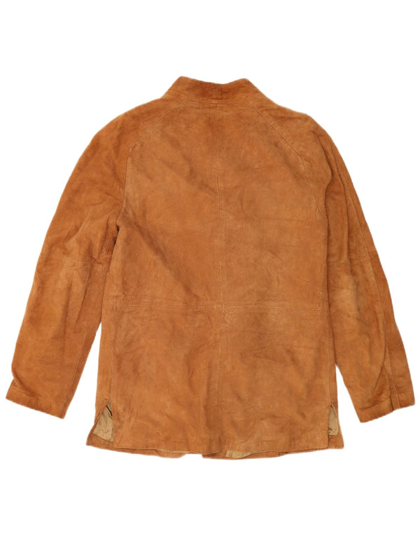 Giacca in pelle scamosciata da donna VINTAGE UK 14 in pelle marrone medio