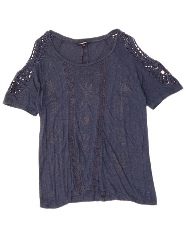 DESIGUAL Camicetta da donna Top UK 12 Medio Blu Navy Floreale