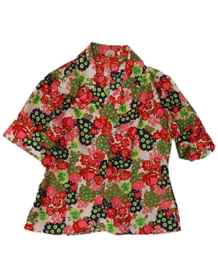 Giacca blazer a maniche corte da donna VINTAGE UK 12 media multicolore