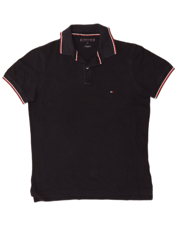 Polo da uomo slim fit Tommy Hilfiger in cotone a righe medie blu navy
