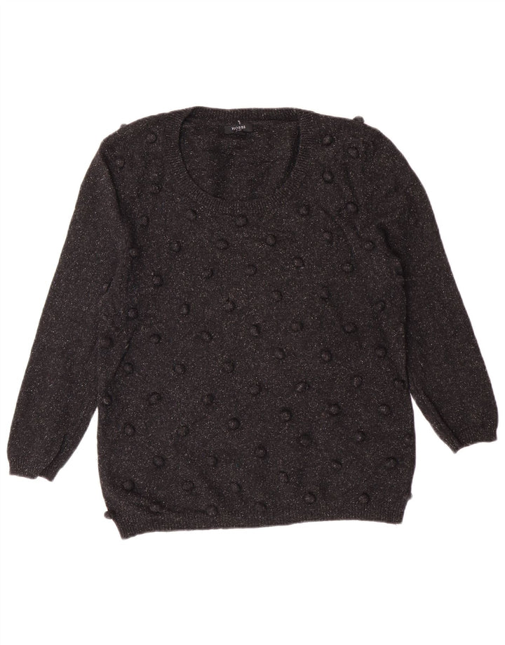 Maglione da donna con scollo a barca Hobbs UK 14 classico in lana nera media