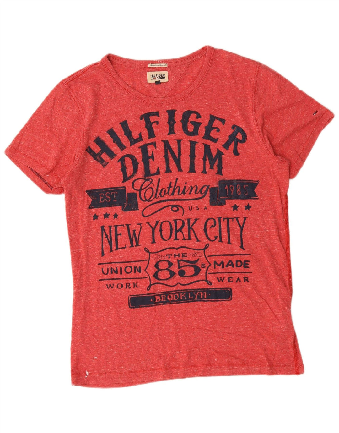 T-shirt grafica da uomo Tommy Hilfiger Top in cotone chiazzato rosso medio