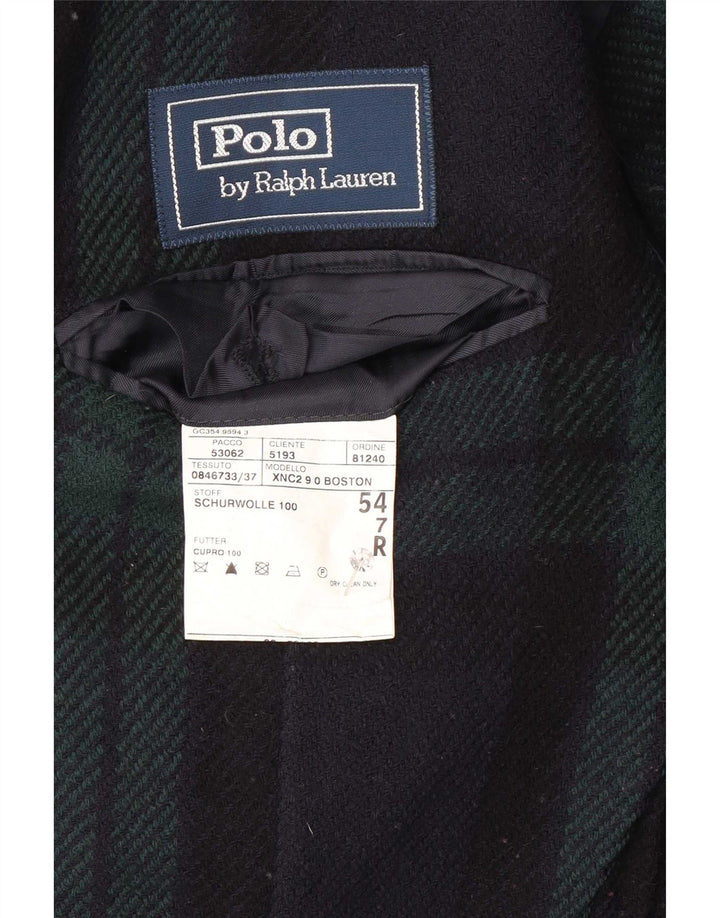 Polo Ralph Lauren Giacca blazer a 3 bottoni da uomo EU 54 2XL scozzese blu navy