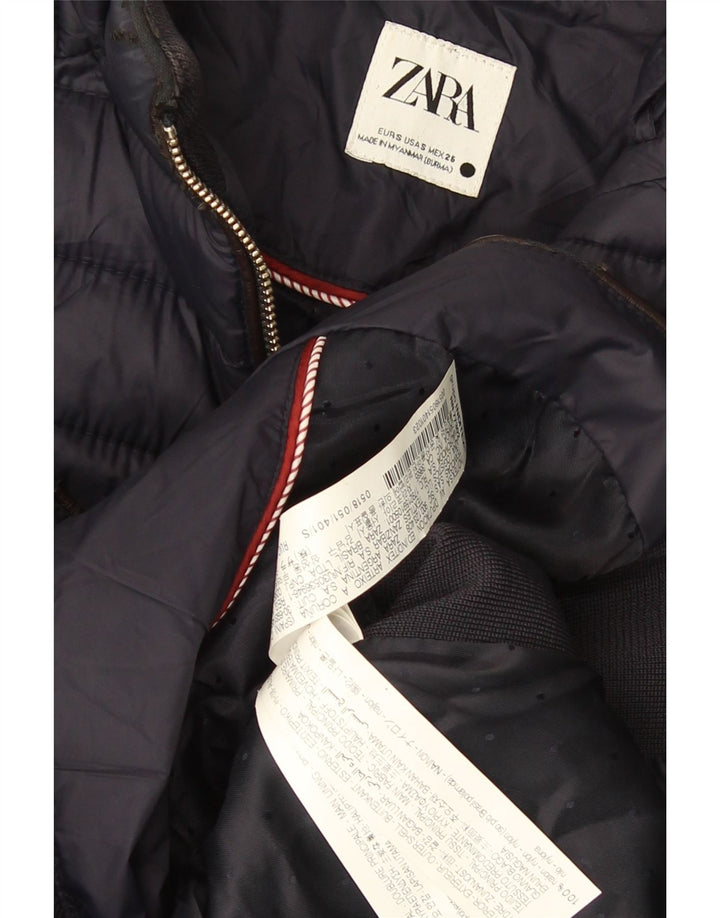 Giacca imbottita da donna Zara UK 10 piccola in nylon blu navy