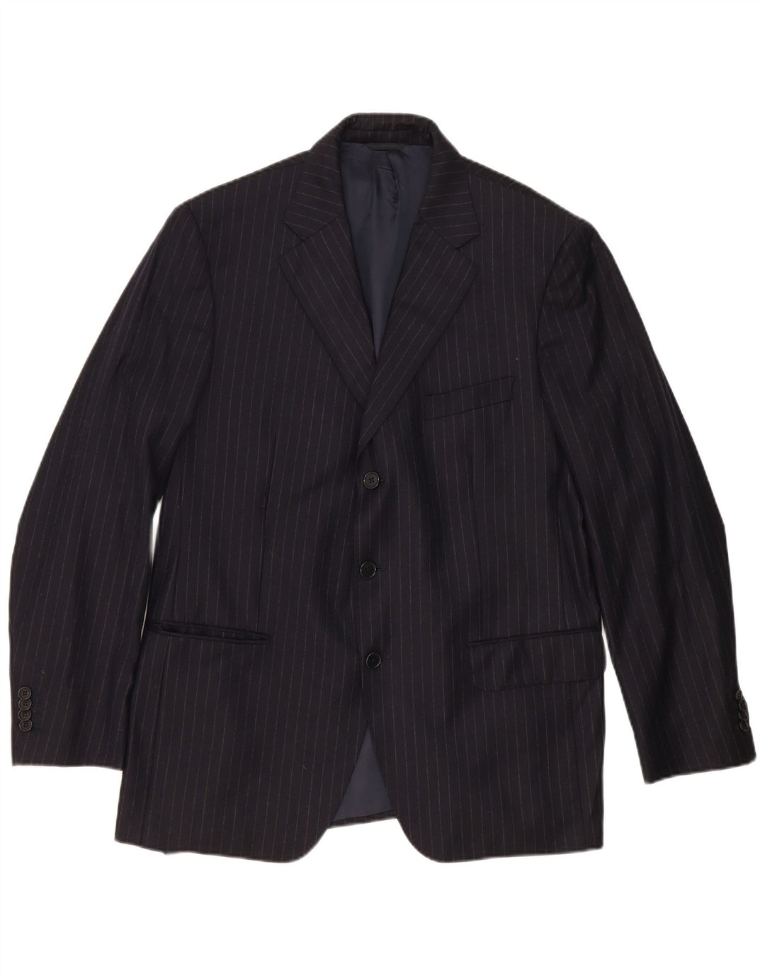 Giacca Blazer da Uomo a 3 Bottoni Loro Piana IT 54 2XL Lana Gessata Blu Navy