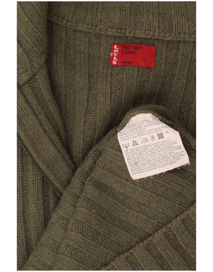 Levi's Maglione cardigan con zip intera da uomo grande lana d'agnello kaki