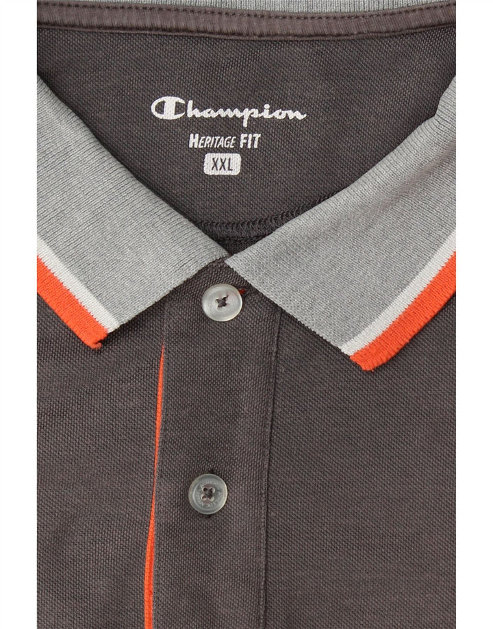 CHAMPION Mens Heritage Fit Polo Shirt 2XL Grey Vintage Champion and Second-Hand Champion from Messina Hembry 