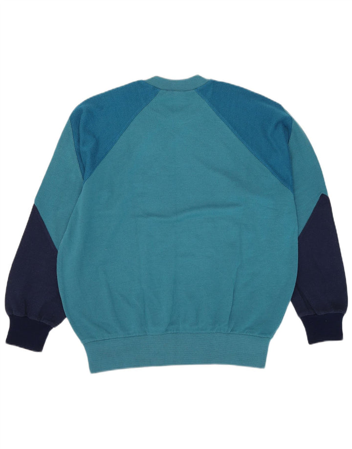 Felpa da uomo Ennerre, grande, in cotone color block blu