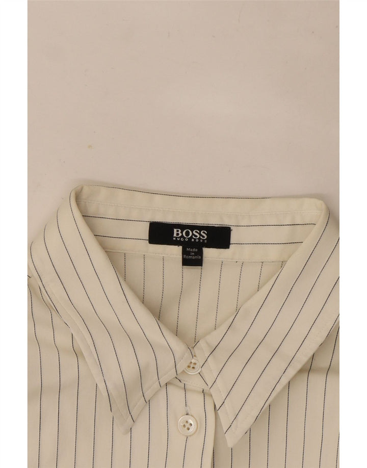 Camicia da donna Hugo Boss UK 12 gessato bianco medio