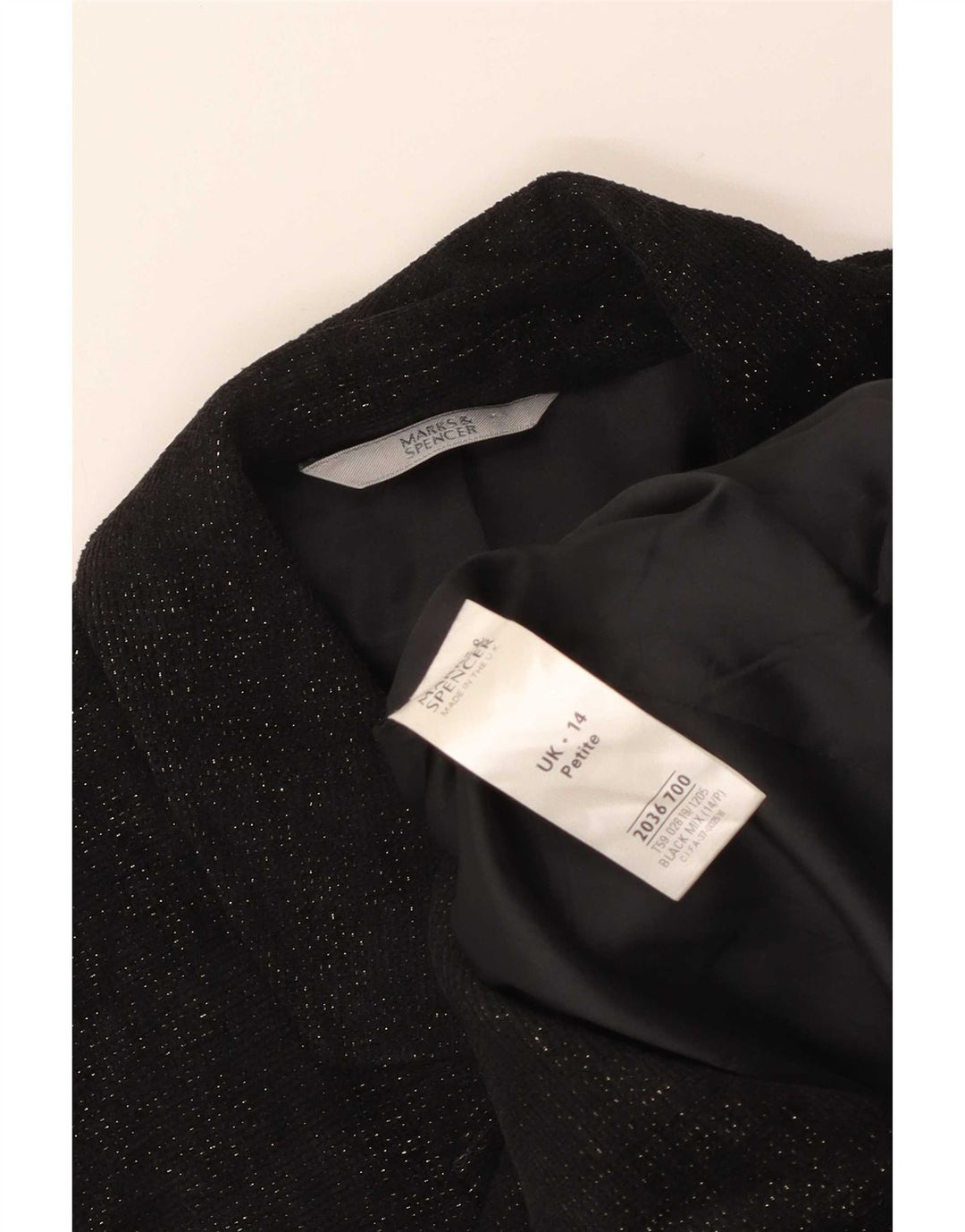 Marks & Spencer Petite Giacca blazer a 2 bottoni da donna UK 14 Medium Black