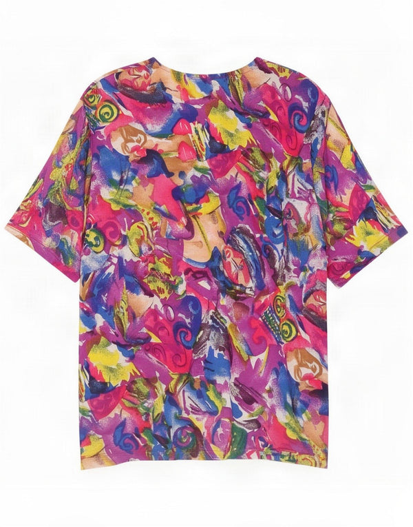 Camicetta vintage da donna UK 18 XL multicolore geometrica